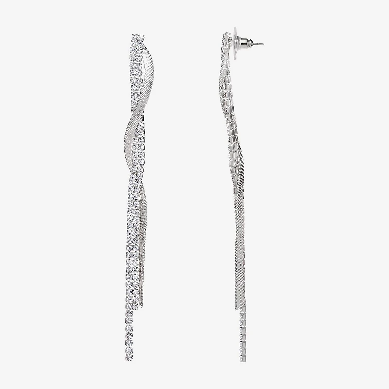 JS Jessica Simpson Silver Tone Womens Glass Drop Earrings