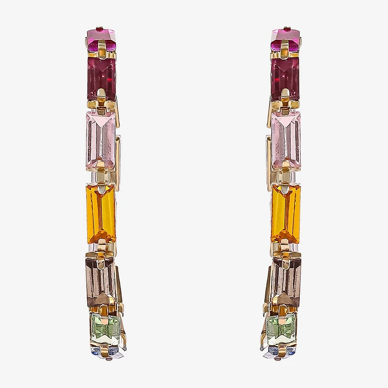 JS Jessica Simpson Gold Tone Womens Multi Color Glass 58mm Hoop Earrings