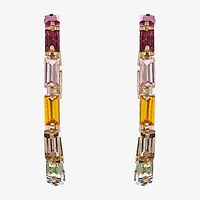 JS Jessica Simpson Gold Tone Womens Multi Color Glass 58mm Hoop Earrings