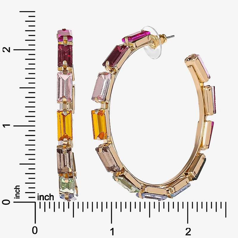JS Jessica Simpson Gold Tone Womens Multi Color Glass 58mm Hoop Earrings