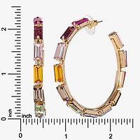 JS Jessica Simpson Gold Tone Womens Multi Color Glass 58mm Hoop Earrings