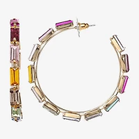 JS Jessica Simpson Gold Tone Womens Multi Color Glass 58mm Hoop Earrings