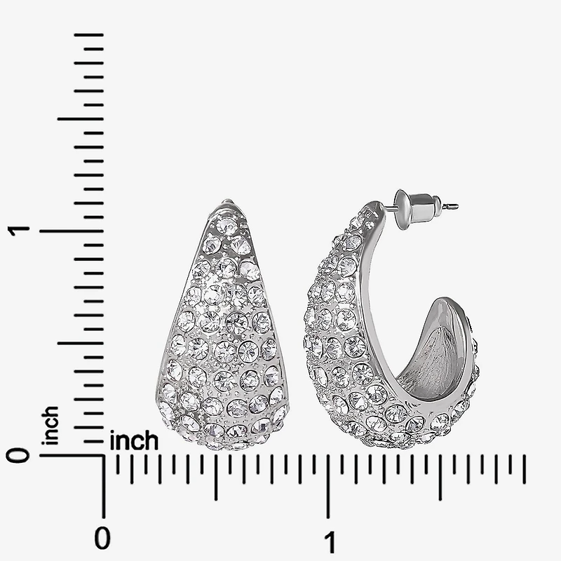 JS Jessica Simpson Silver Tone Womens Glass 29.3mm Hoop Earrings