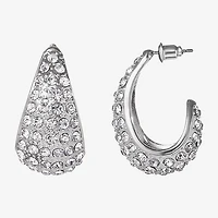 JS Jessica Simpson Silver Tone Womens Glass 29.3mm Hoop Earrings