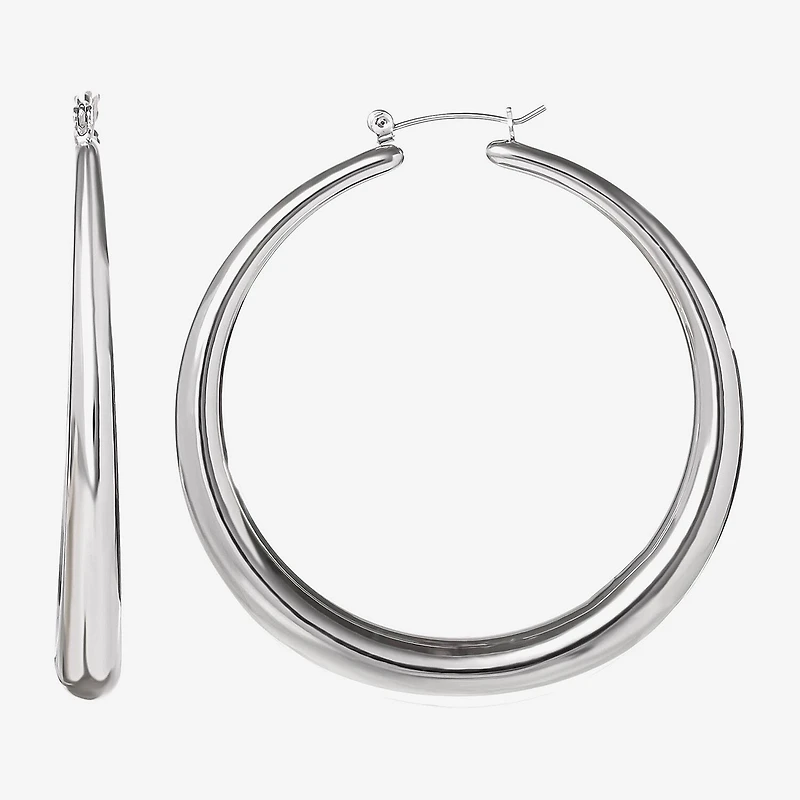 JS Jessica Simpson Silver Tone Womens 64.9mm Hoop Earrings
