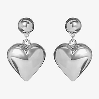 JS Jessica Simpson Silver Tone Womens Heart Drop Earrings