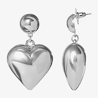 JS Jessica Simpson Silver Tone Womens Heart Drop Earrings
