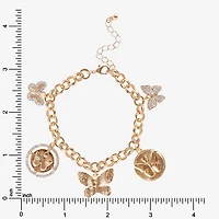 JS Jessica Simpson Gold Tone Womens Glass Butterfly Charm Bracelet