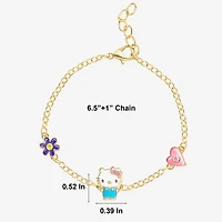 Womens 18K Gold Over Brass Solid Hello Kitty 6 1/2 Inch Link Bracelet