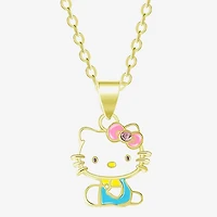 Hello Kitty Womens Pink Crystal 18K Gold Over Brass 18 Inch Pendant Necklace