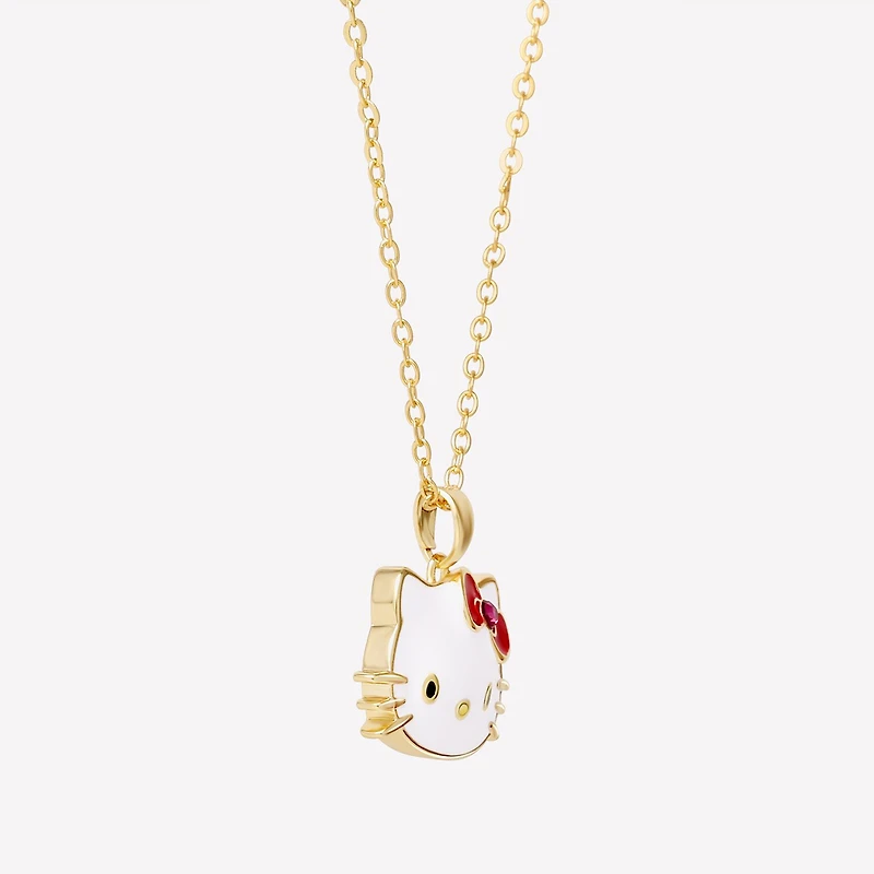 Womens Red Crystal 18K Gold Over Brass Bow 16 Inch Pendant Necklace