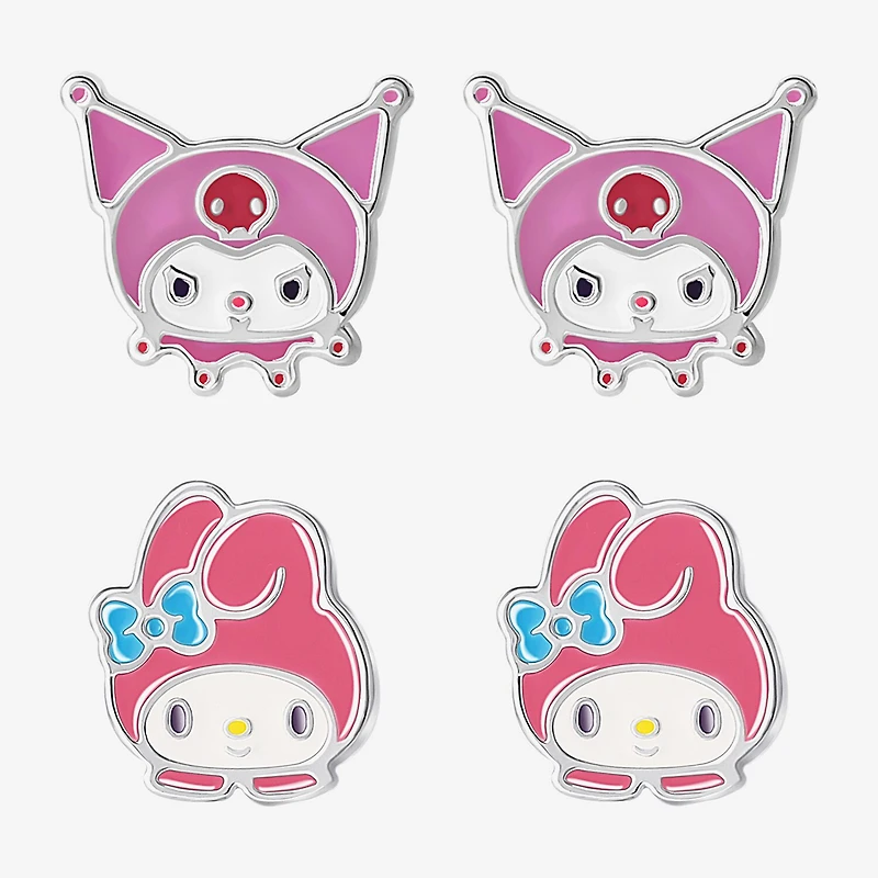 Womens Hello Kitty Kuromi My Melody 2 Pair Earring Set