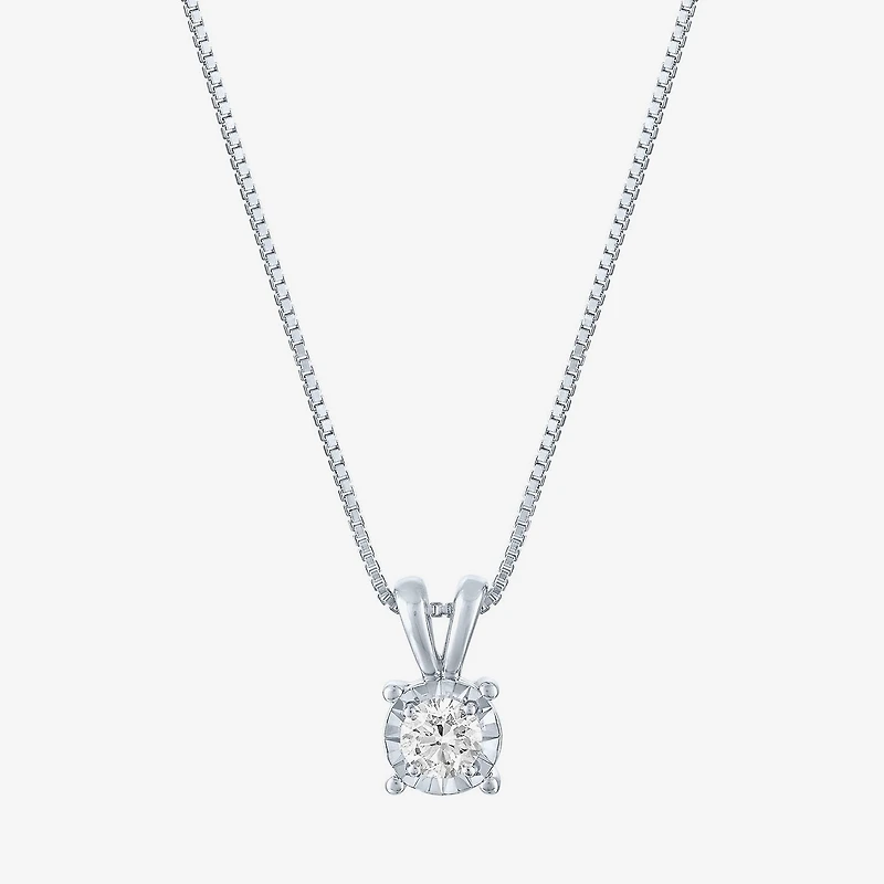 (G-H / I1-I2) Womens 1/5 CT. Lab Grown White Diamond Sterling Silver Round 18 Inch Pendant Necklace