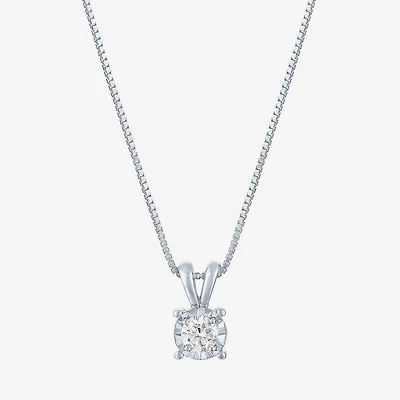 (G-H / I1-I2) Womens 1/5 CT.  Lab Grown White Diamond Sterling Silver Round 18 Inch Pendant Necklace