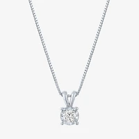 (G-H / I1-I2) Womens 1/5 CT.  Lab Grown White Diamond Sterling Silver Round 18 Inch Pendant Necklace