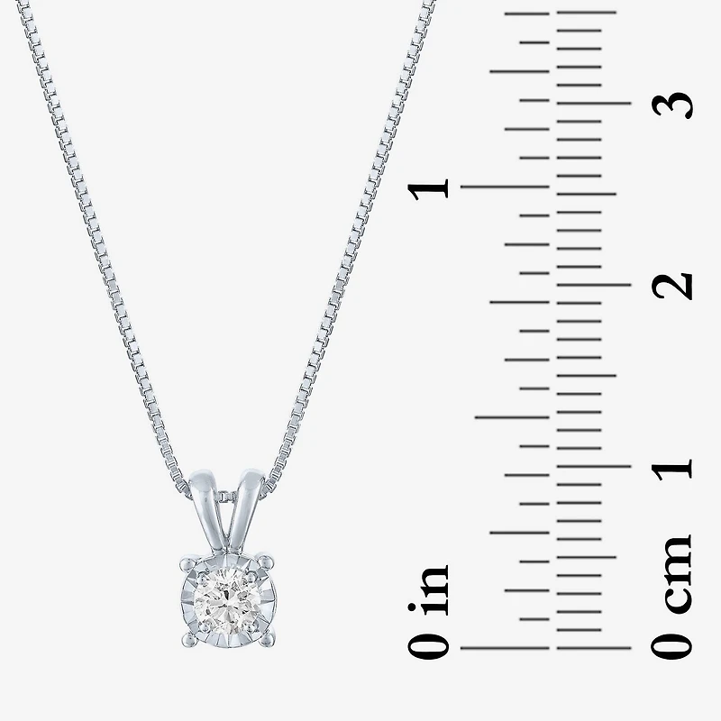 (G-H / I1-I2) Womens 1/5 CT. Lab Grown White Diamond Sterling Silver Round 18 Inch Pendant Necklace