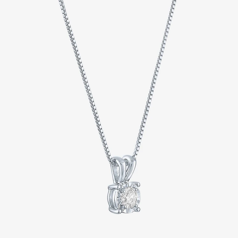 (G-H / I1-I2) Womens 1/5 CT. Lab Grown White Diamond Sterling Silver Round 18 Inch Pendant Necklace