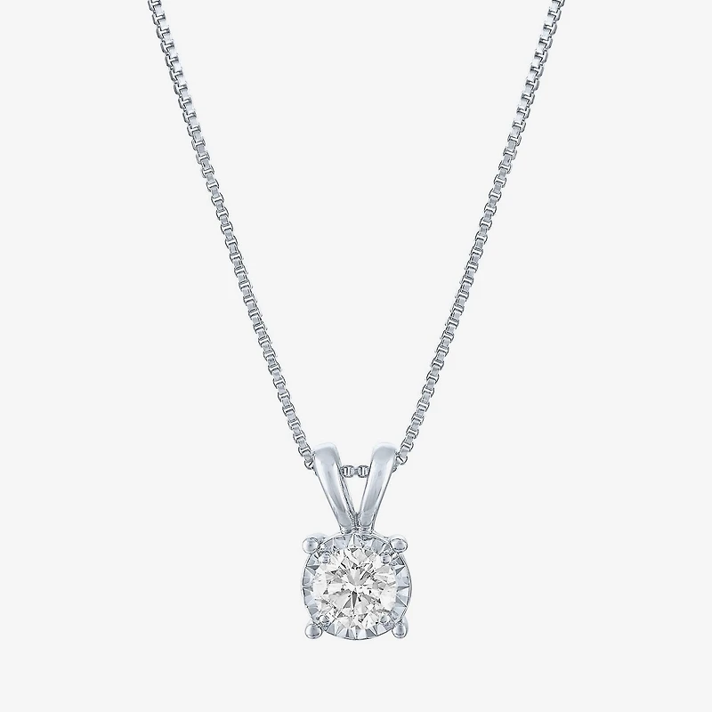 (G-H / I1-I2) Womens 1/3 CT. Lab-Grown Diamond Sterling Silver Round 18 Inch Pendant Necklace