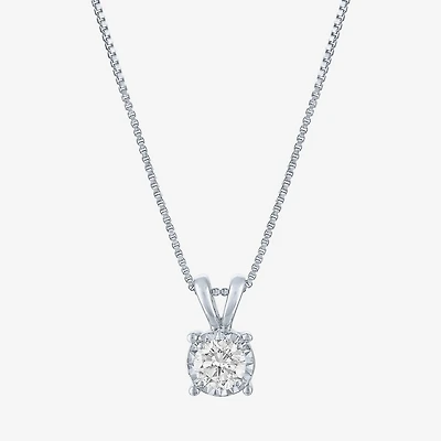 (G-H / I1-I2) Womens 1/3 CT. Lab-Grown Diamond Sterling Silver Round 18 Inch Pendant Necklace