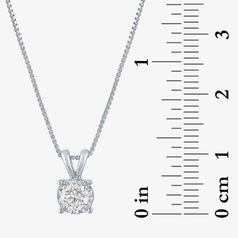 (G-H / I1-I2) Womens 1/3 CT. Lab-Grown Diamond Sterling Silver Round 18 Inch Pendant Necklace