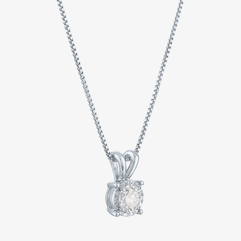 (G-H / I1-I2) Womens 1/3 CT. Lab-Grown Diamond Sterling Silver Round 18 Inch Pendant Necklace
