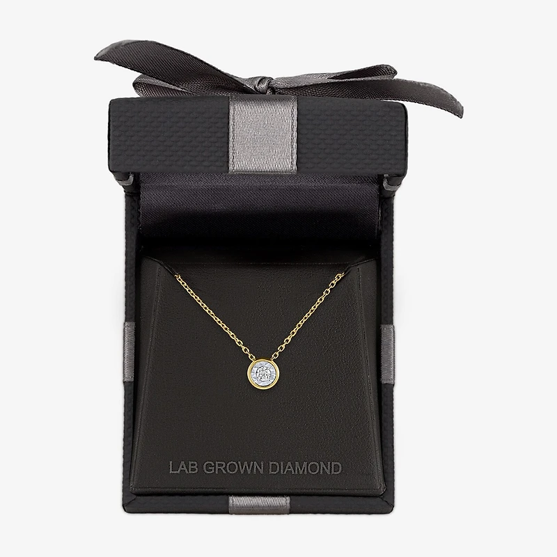 (G-H / I1-I2) Womens 1/10 CT. Lab Grown White Diamond 14K Gold Over Silver Round 16 Inch Pendant Necklace