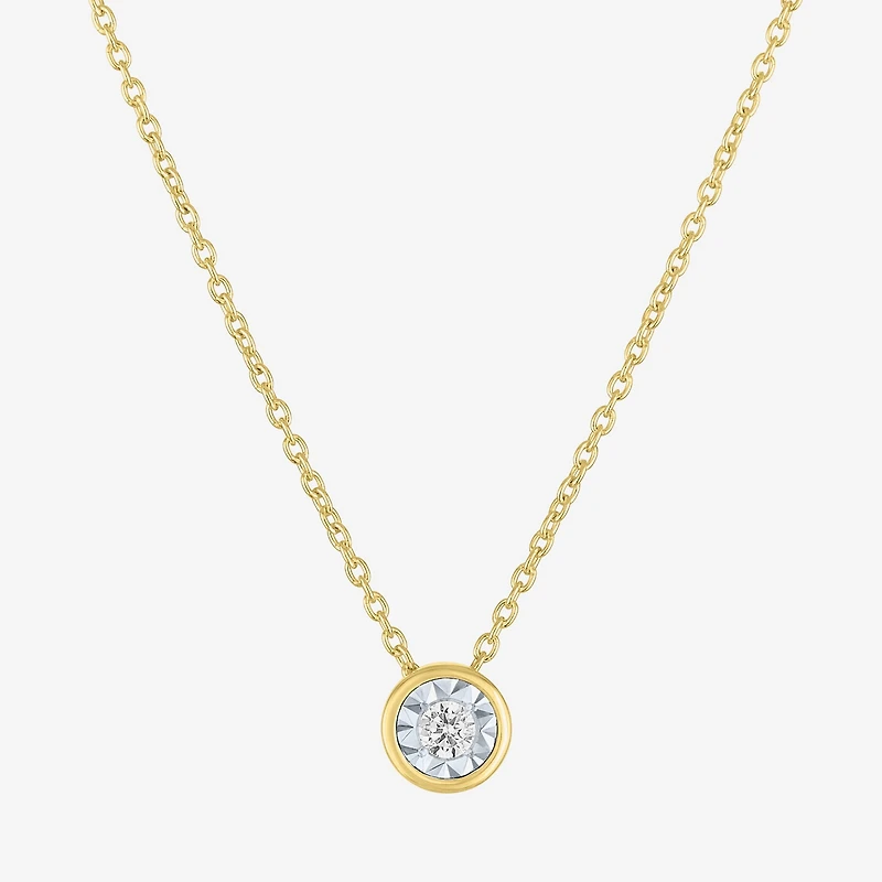 (G-H / I1-I2) Womens 1/10 CT. Lab Grown White Diamond 14K Gold Over Silver Round 16 Inch Pendant Necklace