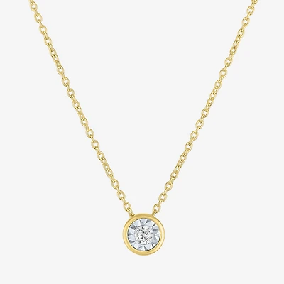 (G-H / I1-I2) Womens 1/10 CT. Lab Grown White Diamond 14K Gold Over Silver Round 16 Inch Pendant Necklace