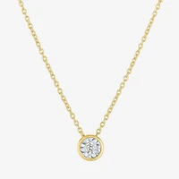 (G-H / I1-I2) Womens 1/10 CT. Lab Grown White Diamond 14K Gold Over Silver Round 16 Inch Pendant Necklace