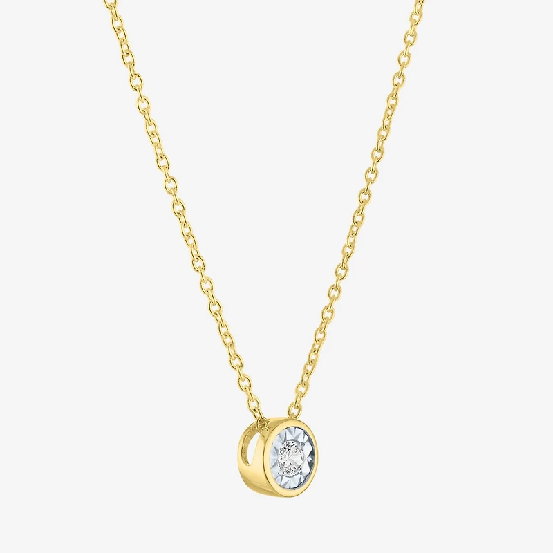 (G-H / I1-I2) Womens 1/10 CT. Lab Grown White Diamond 14K Gold Over Silver Round 16 Inch Pendant Necklace