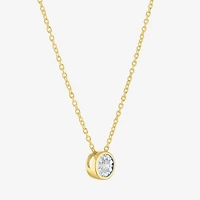 (G-H / I1-I2) Womens 1/10 CT. Lab Grown White Diamond 14K Gold Over Silver Round 16 Inch Pendant Necklace
