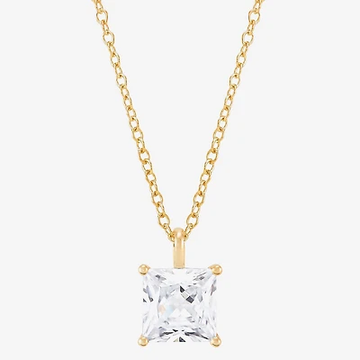 ( H-I/Si1-Si2 ) 2 CT. Lab-Grown Diamond 14K Gold Princess 18 Inch Pendant Necklace