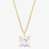 ( H-I/Si1-Si2 ) 2 CT. Lab-Grown Diamond 14K Gold Princess 18 Inch Pendant Necklace