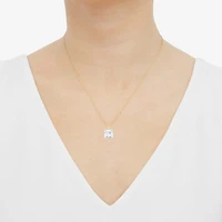 ( H-I/Si1-Si2 ) 2 CT. Lab-Grown Diamond 14K Gold Princess 18 Inch Pendant Necklace