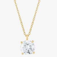 ( H-I/Si1-Si2 ) 2 CT. Lab-Grown Diamond 14K Gold Round 18 Inch Pendant Necklace