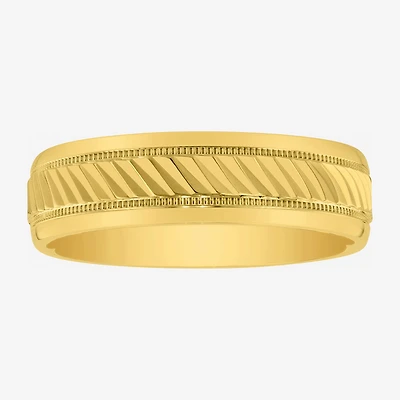 Mens 6MM 14K Gold Over Silver Wedding Band
