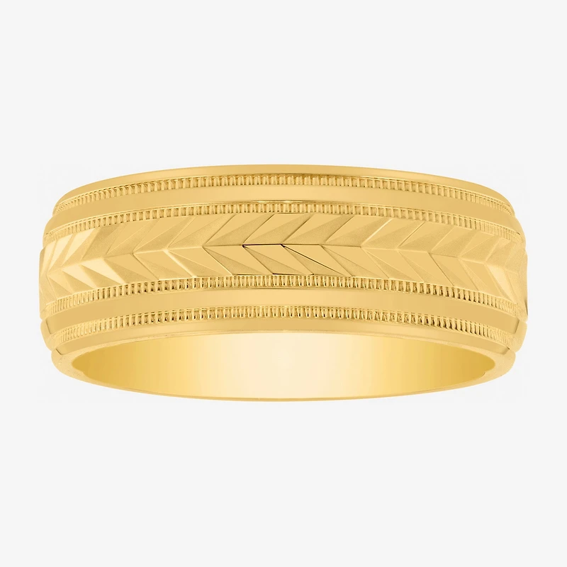 Mens 8MM 14K Gold Over Silver Wedding Band