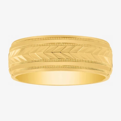 Mens 8MM 14K Gold Over Silver Wedding Band
