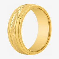 Mens 8MM 14K Gold Over Silver Wedding Band