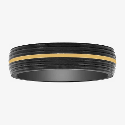 Mens 6MM 14K Gold Tungsten Wedding Band