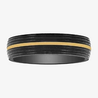 Mens 6MM 14K Gold Tungsten Wedding Band