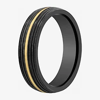 Mens 6MM 14K Gold Tungsten Wedding Band