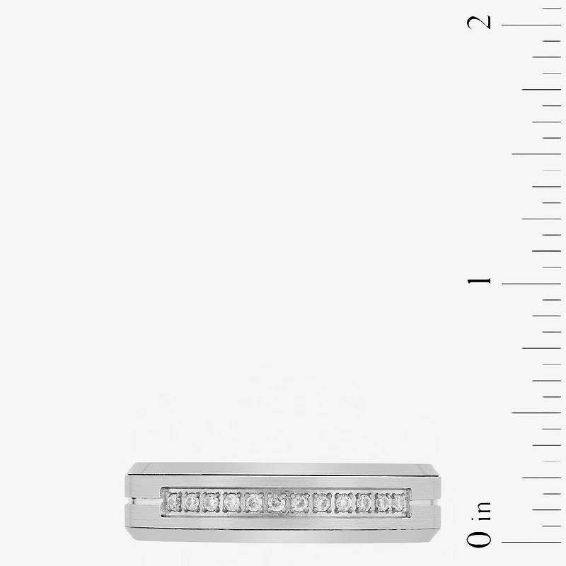 Mens 6MM Natural Diamond Tungsten Wedding Band