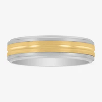 Mens 6MM Tungsten with 14K Gold Wedding Band