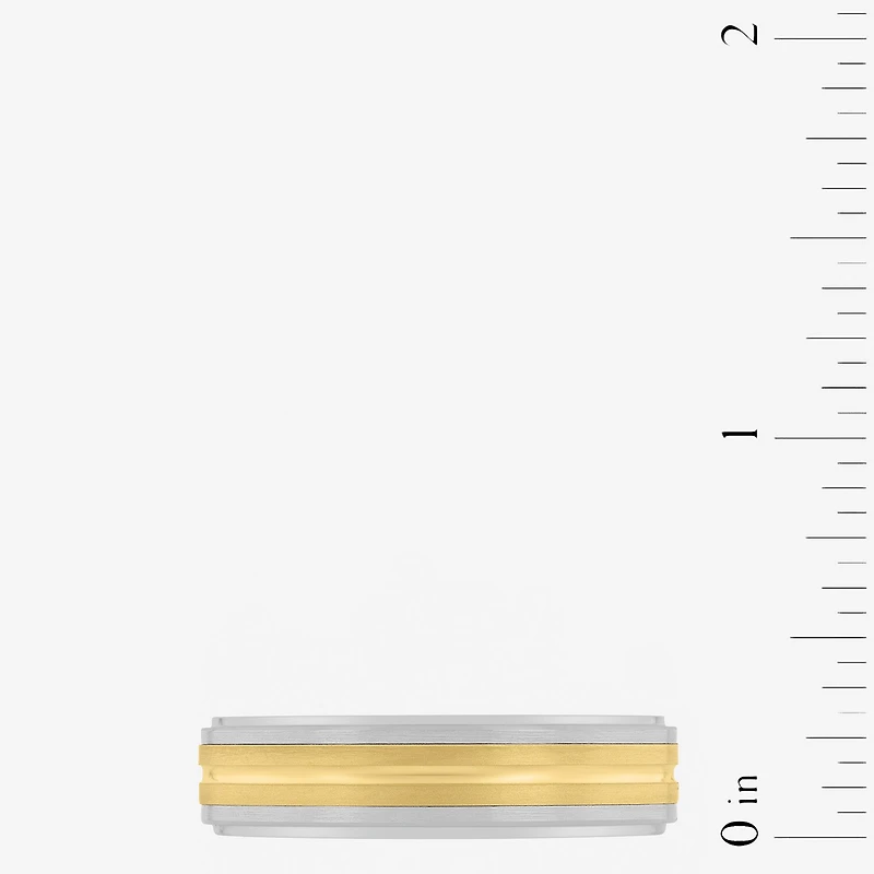 Mens 6MM Tungsten with 14K Gold Wedding Band