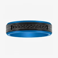 Mens 6MM Diamond Accent Natural Black Tungsten Wedding Band
