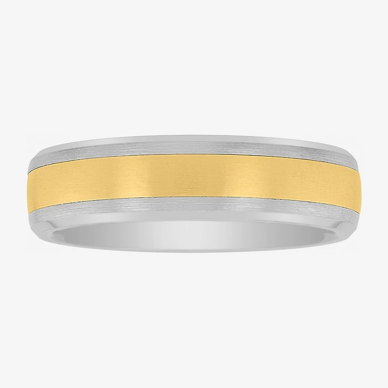 Mens 6MM Tungsten with 14K Gold Wedding Band