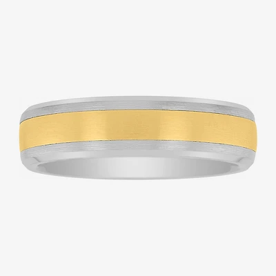 Mens 6MM Tungsten with 14K Gold Wedding Band
