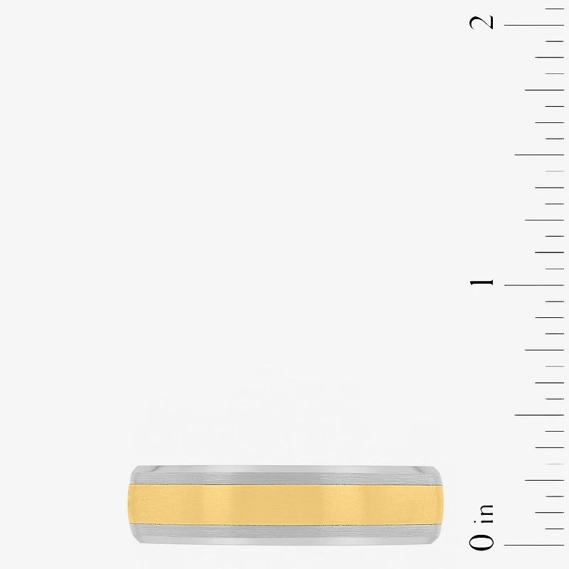 Mens 6MM Tungsten with 14K Gold Wedding Band