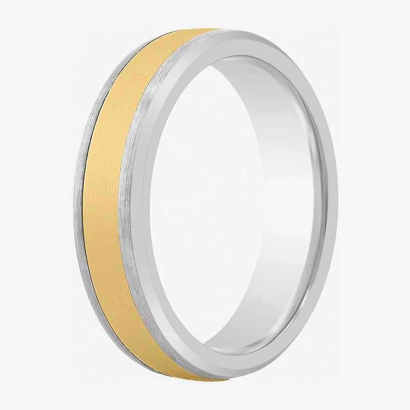Mens 6MM Tungsten with 14K Gold Wedding Band